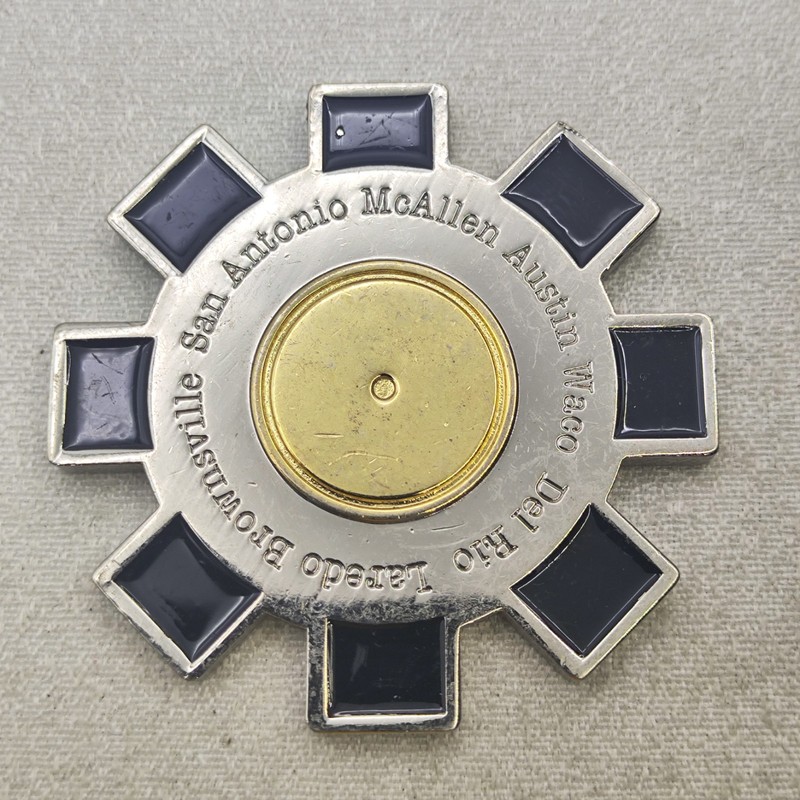 FBI Firearms Instructor Texas Gear Shaped Silver Challenge Coin gallery