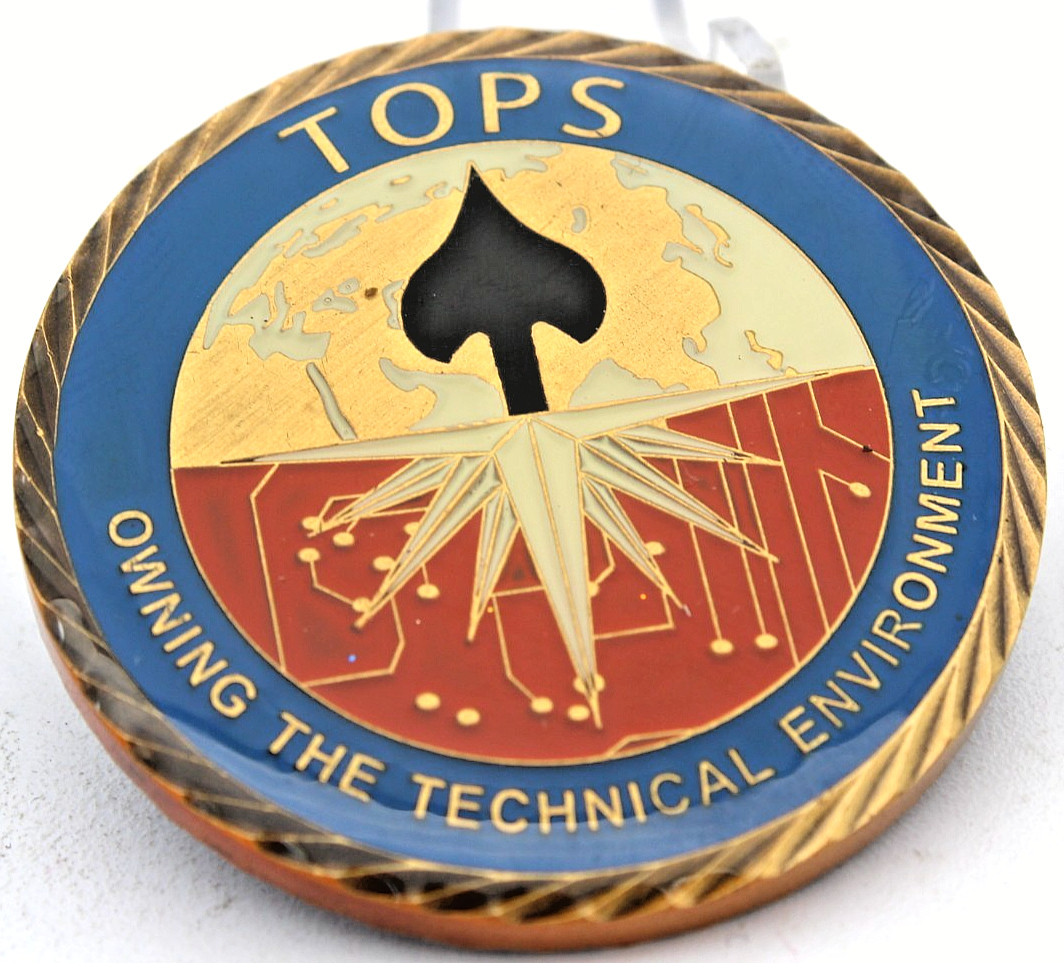 CIA TOPS Owning Technical Environment Spade Challenge Coin 1.75" Copper gallery