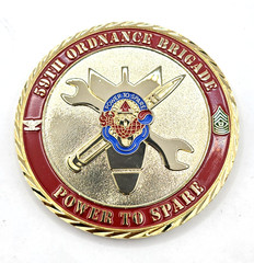 SERIALIZED SN US Military 59th Ordnance Brigade Large Challenge Coin