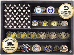 Military Challenge Coin Display Case, Medals Case with 2 Groove Black