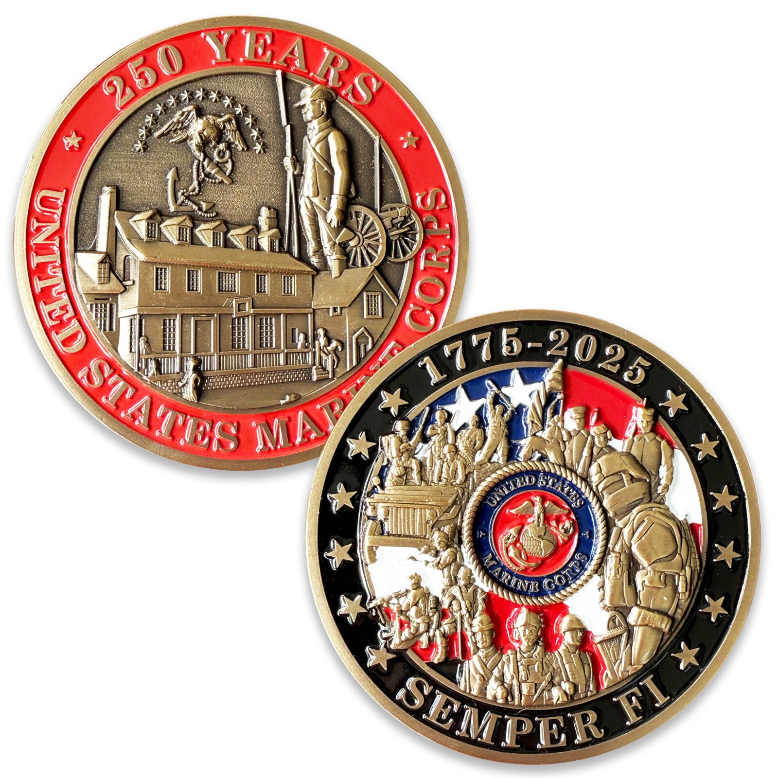 U.S. Marine Corps 250th Anniversary Challenge Coin With Box gallery