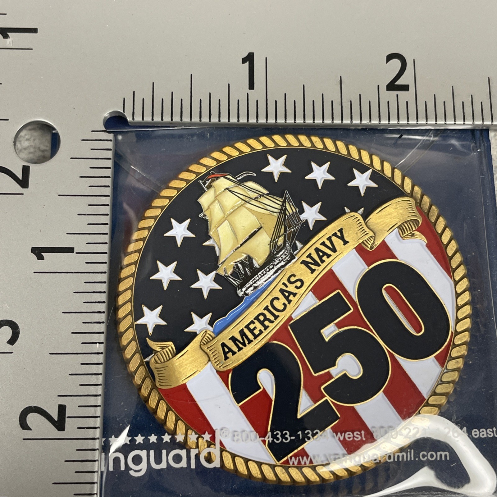 Coin - US Navy 250th Anniversary Color Challenge Coin - 2.25 Size. New In Case - gallery