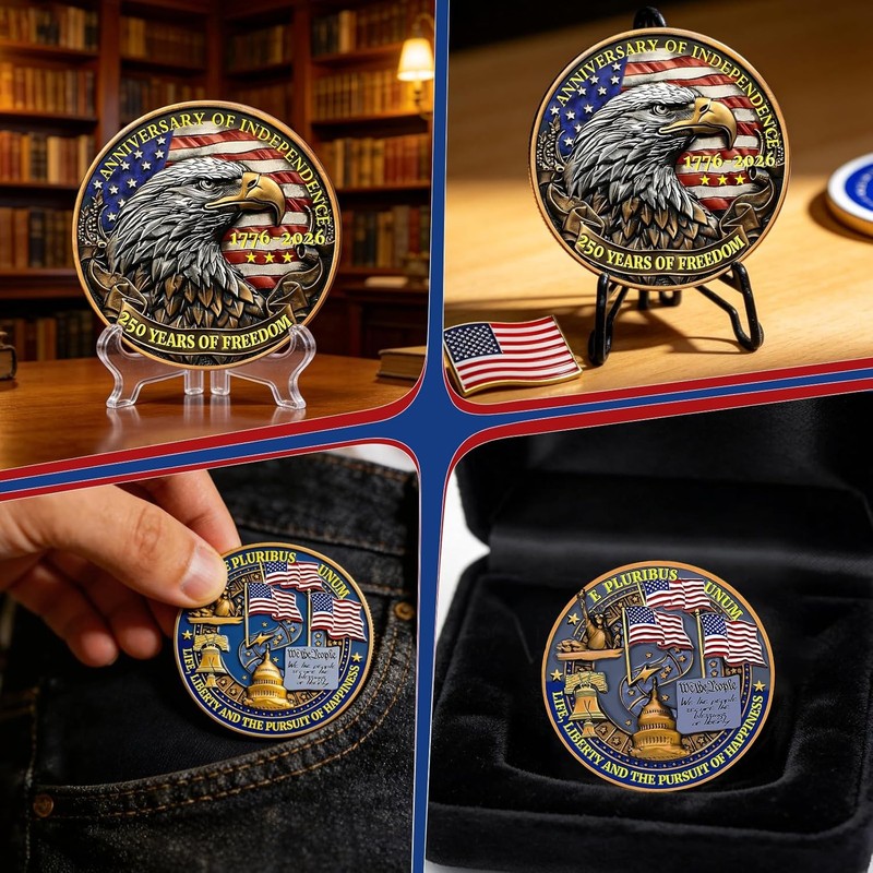 250th USA Anniversary Challenge Coin 1776 2026 Commemorative US Army Military gallery