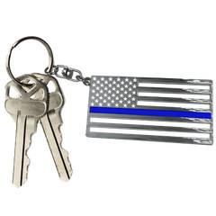 BL5-019 Thin Blue Line Police American Flag die-cut chrome challenge coin keycha