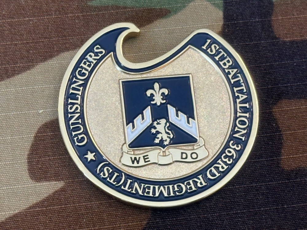 US Army Gunslingers 1st Battalion 363rd Regiment Challenge Coin Bottle Opener