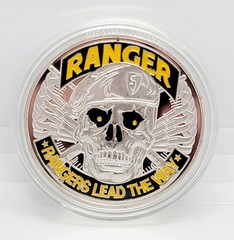 Challenge Coin Army Rangers Lead the Way Silver In Plastic Holder New