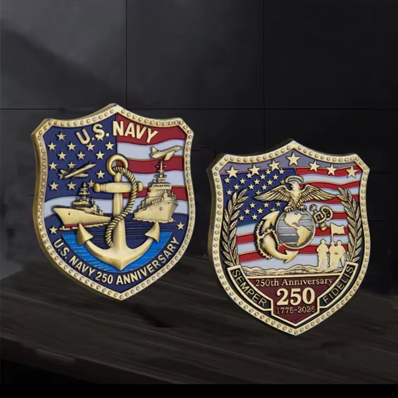 1pc 250th Anniversary U.S. Navy Shield Badge Challenge Coin gallery