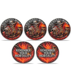 5PCS Skull Memento Mori Coin Memento Vivere Stoic Challenge Coin Gifts For Men