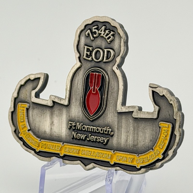 754th EOD Challenge Coin Fort Monmouth NJ Master EOD Badge OEF RARE gallery