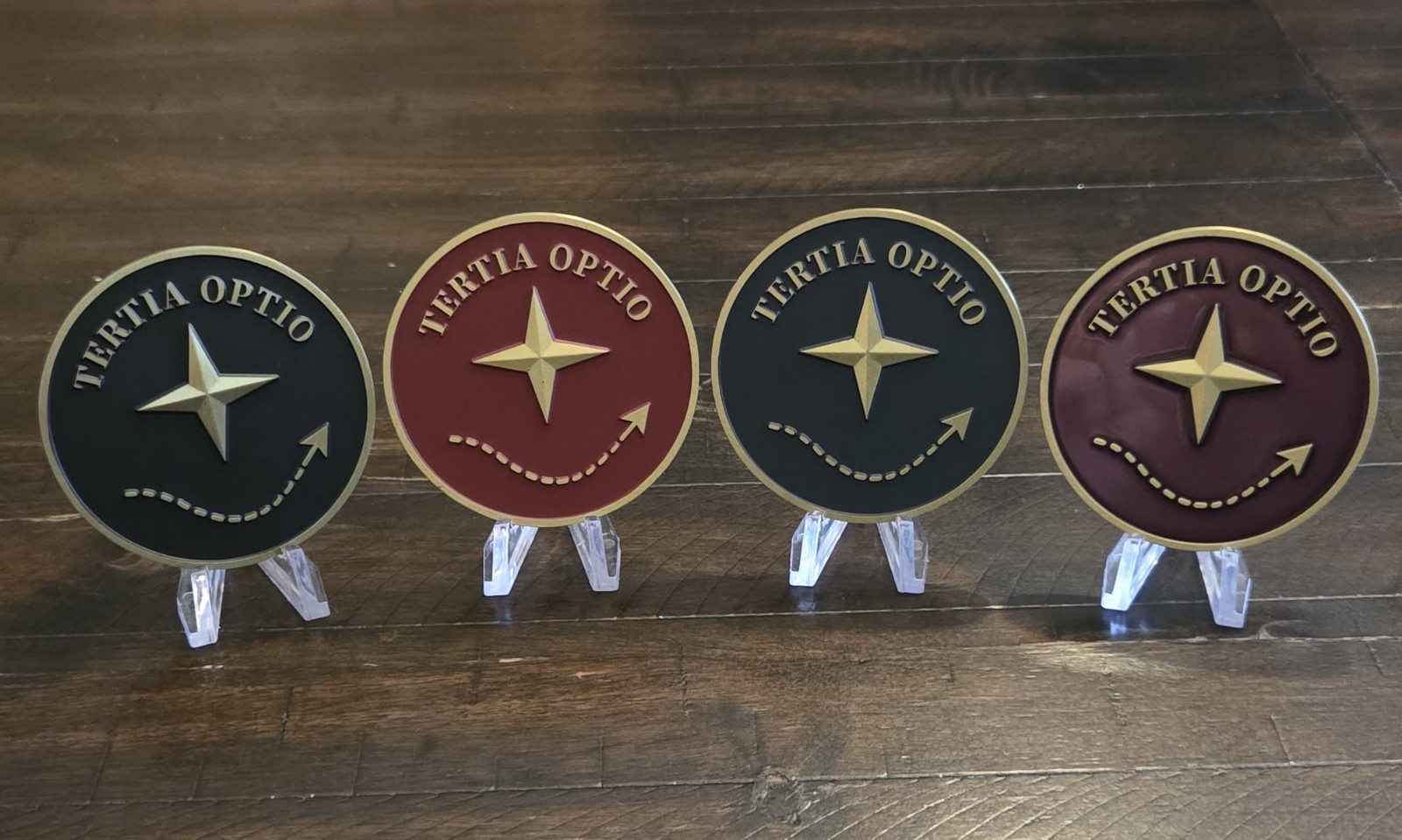 4pc Lot - CIA Detention Sites BLACK, MAROON, RED, & BLUE, I.C. Challenge Coins gallery