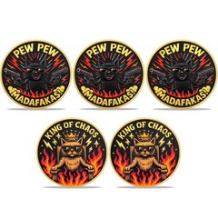 5pcs Funny Challenge Coin “Pew Pew” “King of Chaos” Cat Themed Collectible Coin