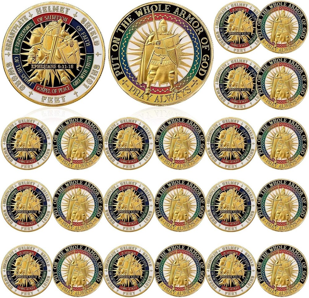 24 Pcs Put on The Whole Armor of God Coin Round Commemorative Coin ... Fast Ship