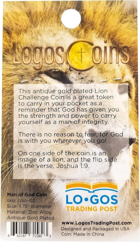 Collectible Antique Gold Token - Lion of Judah Challenge Coin with Bible Verse gallery