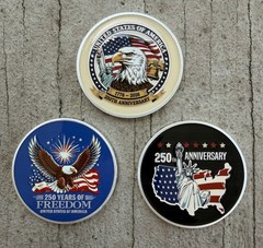 AMERICA’S 250TH ANNIVERSARY COMMEMORATIVE SOUVENIR COIN, LOT/SET OF 3