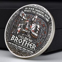 Knight Brotherhood Challenge Coin Brother Quote Medieval Crusader Gift Medal