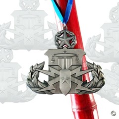 Hazardous Devices Technician HDT Antique Silver with blue ribbon Ornament