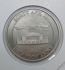 Vtg Silver Scott Air Force Base AFB IL Challenge Coin Military Reeded Edge 39mm