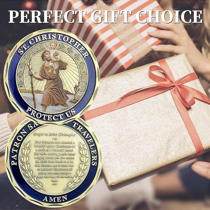 5PCS St Christopher Challenge Coin Set - Patron Saint of Travelers Prayer Safety gallery
