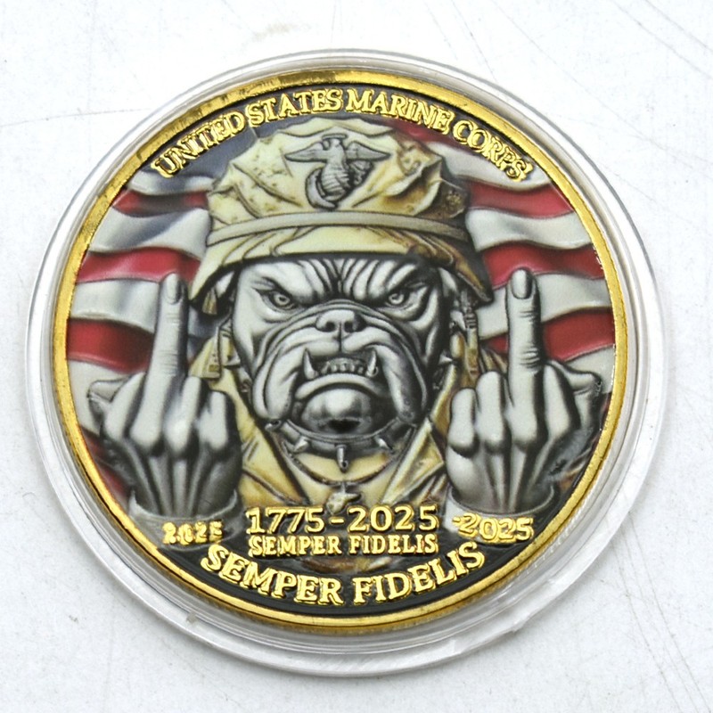 US Marine Corps 250th Anniversary Challenge Coin Bulldog Semper Fidelis Gift gallery