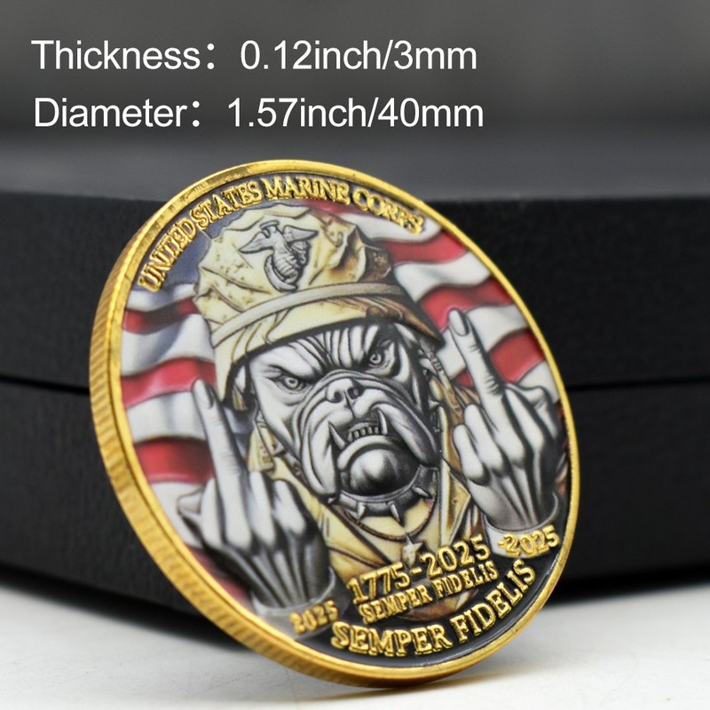 US Marine Corps 250th Anniversary Challenge Coin Bulldog Semper Fidelis Gift gallery
