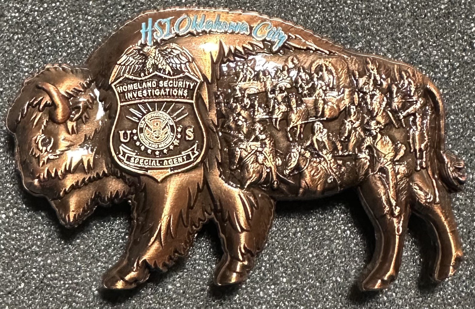 Rare HSI Oklahoma City Oklahoma Field Office Buffalo Challenge Coin gallery