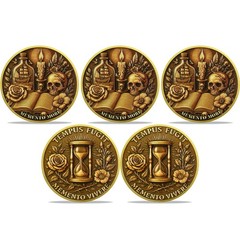 5pcs Skull Memento Mori Coin Memento Vivere Stoic Challenge Coin Gifts For Men