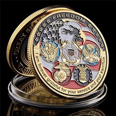 USA Military Challenge Coin Freedom Eagle color Gold Army Navy USMC Air Force C