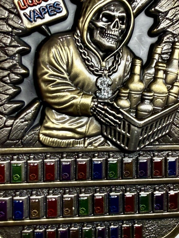 💥Geek Squad Colorado Police Vape Narcotics Skull challenge coin Antique Gold gallery