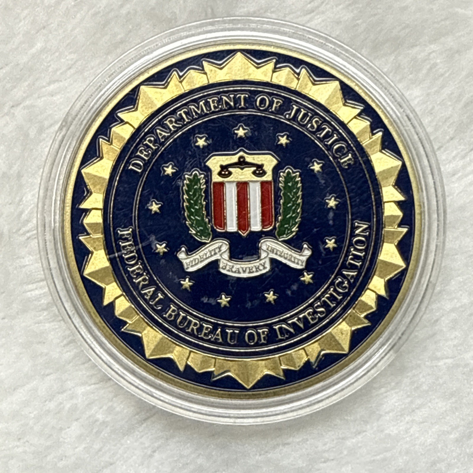 United States Department Of Justice FBI Challenge Coin Comes In Clear Capsule gallery
