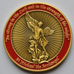 45mm St Michael Double-Sided Coin – Lightweight Gold Religious Keepsake for Kids