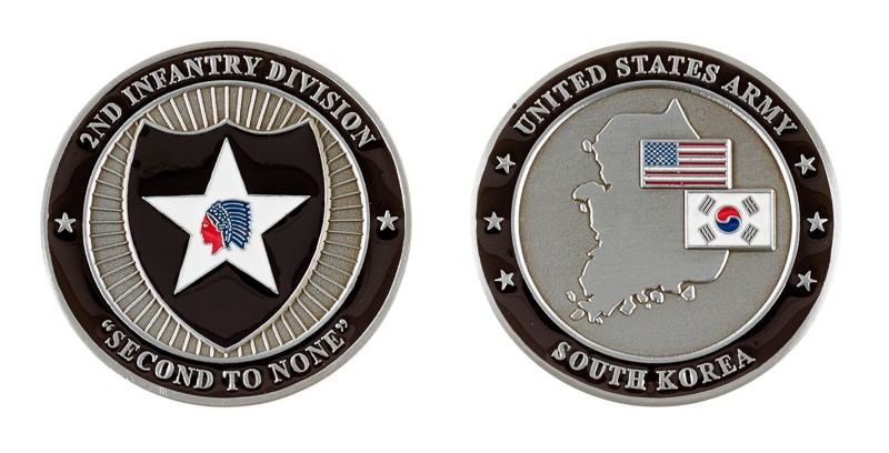 CAMP CASEY ARMY SOUTH KOREA 2ND INFANTRY DIVISION SECOND TO NONE CHALLENGE COIN