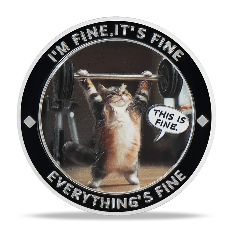 5pcs Funny Challenge Coin It's All Fine Cat & Dog Thank You Gifts For Men Women gallery