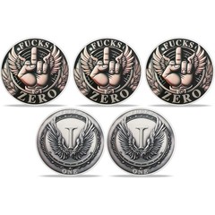 5pcs Funny Challenge Coin Middle Finger Zero F*k Collectible Coin Gifts For Men