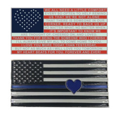 J-005 Thin Blue Line Flag with Heart and Love and Support message Challenge Coin