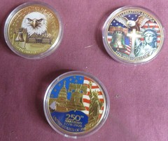 Gold-plated America’s 250th Anniversary Commemorative Souvenir Coins, Set of 3