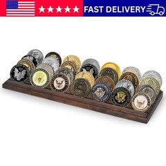 12X4 Challenge Coin Display with 4 Rows in Walnut – Military Coin Display Stand