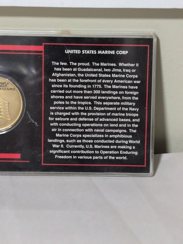 United States Marine Corp Challenge Coin USMC In Plastic Protector Case gallery