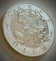 Carpe Diem/Memento Mori Challenge Coin-Silver Colored-Seize The Day-