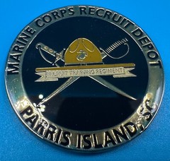 Vintage USMC Marine Corps Recruit Depot Parris Island SC Military Challenge Coin