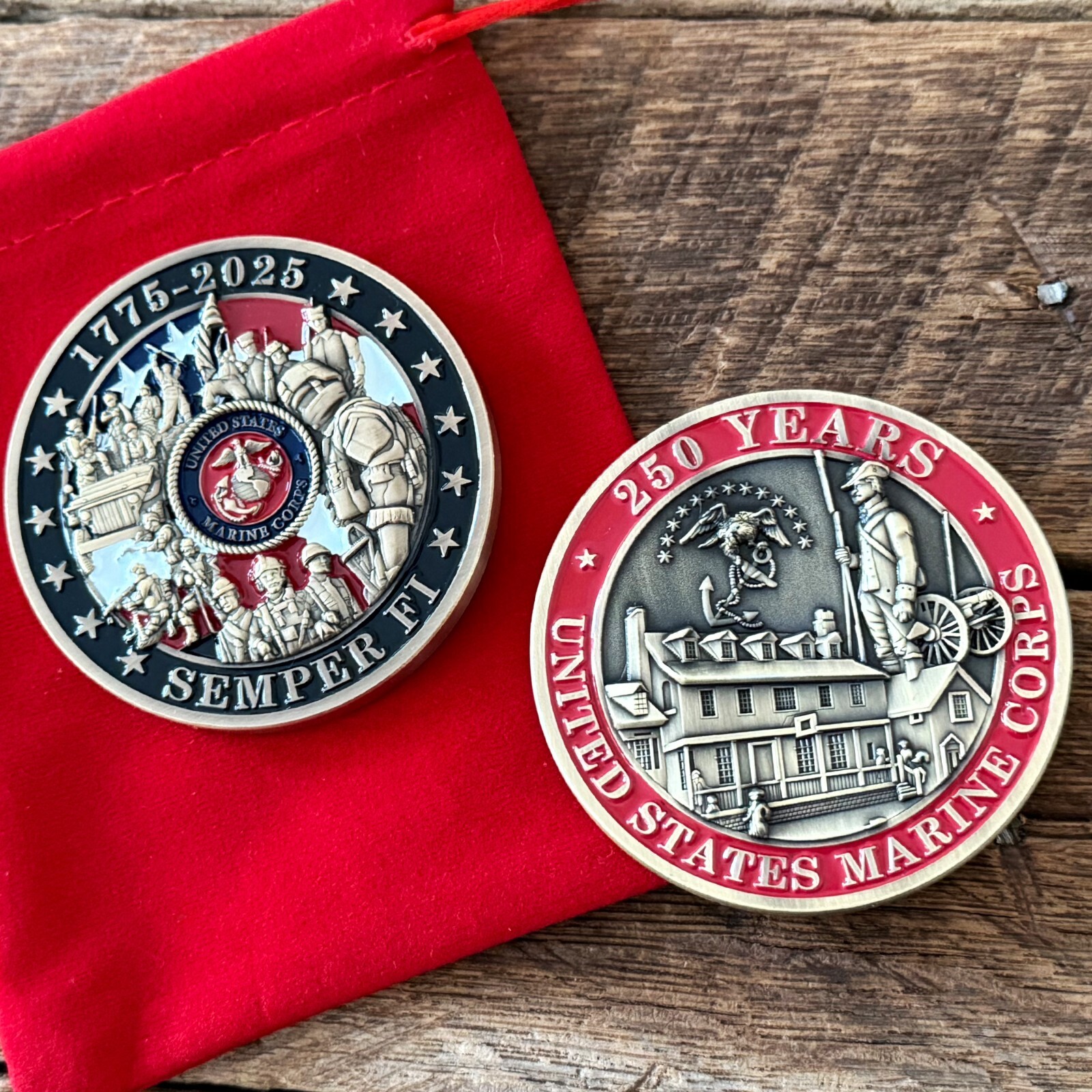 U.S. Marine Corps 250th Anniversary Challenge Coin With Box gallery