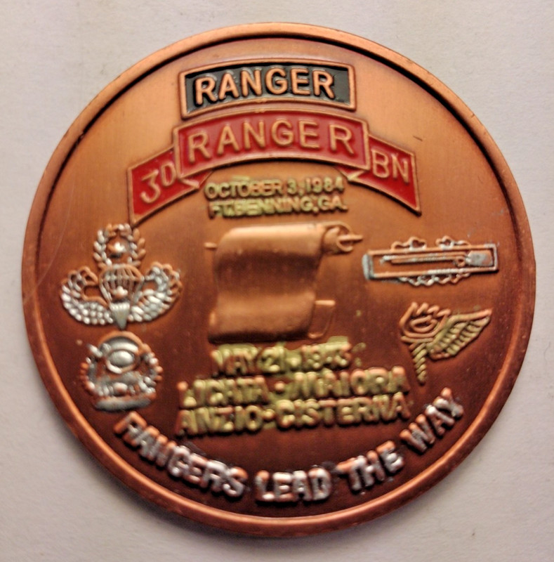1984 CHALLENGE COIN 3rd RANGER BN CHINA BURMA INDIA PANAMA SOMALIA KOREA 43'-45' gallery
