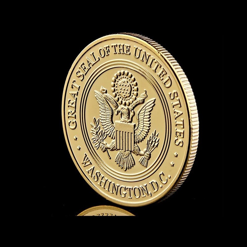 USA Military Challenge Coin Freedom Eagle color Gold Army Navy USMC Air Force C gallery