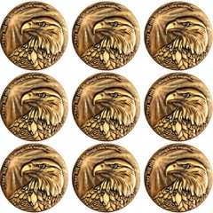 Eagle Challenge Coin Bulk Pack of 9 Antique Gold Plated
