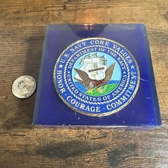 US Navy Challenge Coin In Epoxy Paper Weight
