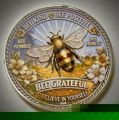 Bee Awesome Challenge Coin2D-Flat-Matte Finish-Flowers-Silver Colored