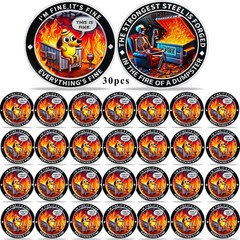 30 Pcs Funny Dumpster Fire Challenge Coin I’m Fine Dog & Skull Design Humor Gift
