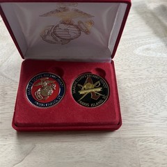 United States Marine Corps 2 Challenge Coins Recruit Depot Parris Island