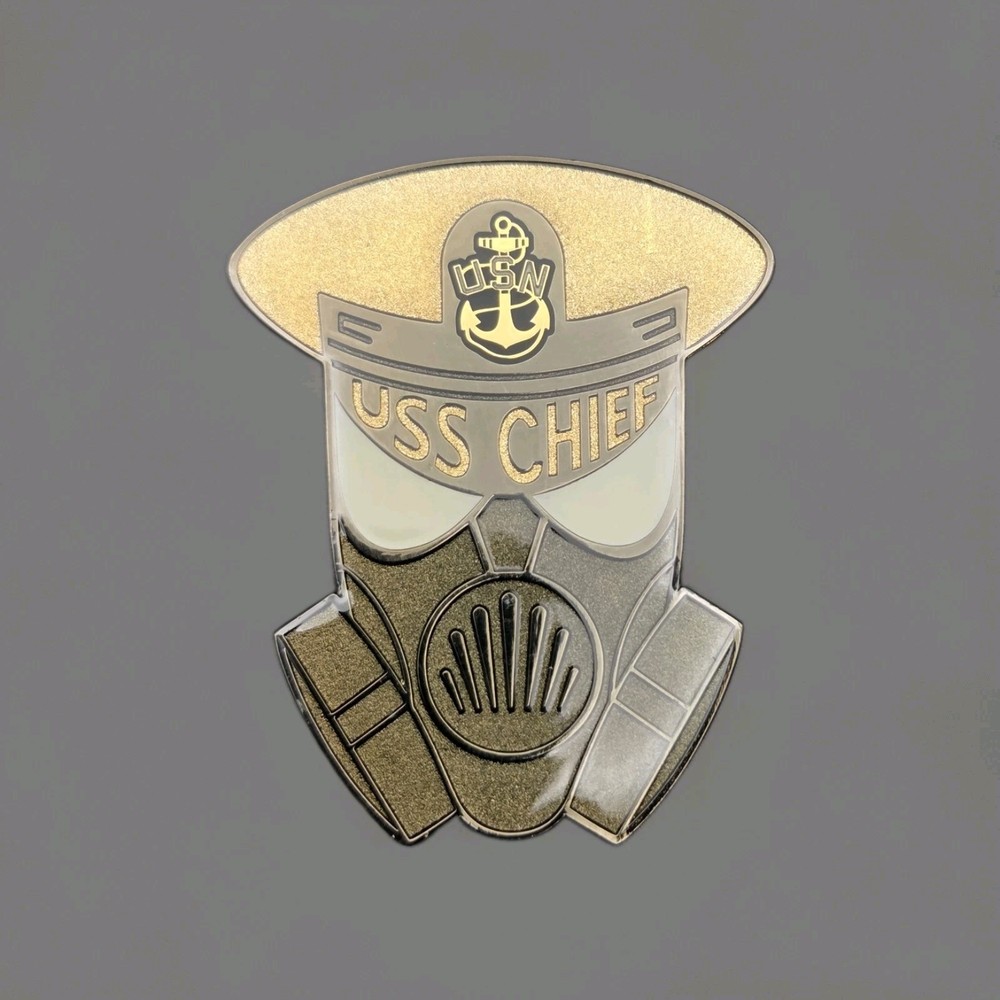USS Chief Challenge Coin RTC Great Lakes Firefighting Training Division US Navy