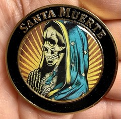 💥 Santa Muerte Spanish Challenge Coin Antique Gold