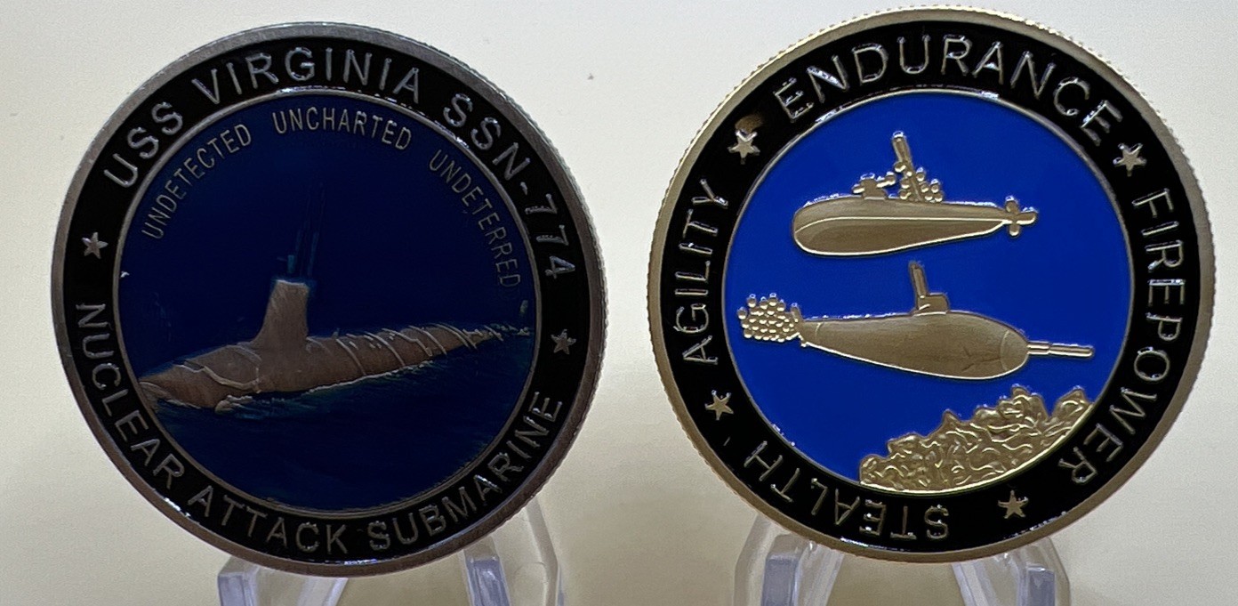 US Navy Submarine Challenge Coins Delivering Silent Service USS Virginia 2 Coins gallery